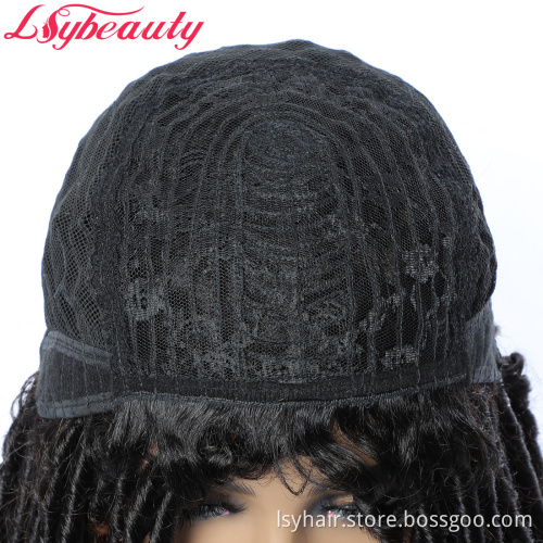 Crochet Braiding Blonde Goddess Faux Locs Human Hair Wigs, Twist Braiding Dread Locks Pre Made Human Hair Wig for Black Women